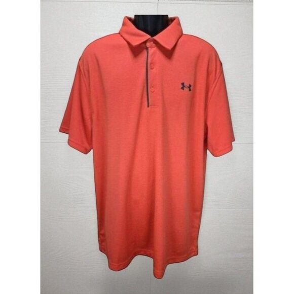 Under Armour Mens Loose Fit HeatGear Polyester Polo XXL Coral - Picture 1 of 9
